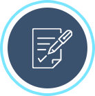 A pen writing on page placing a check mark.